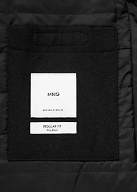 Wool coat with quilted interior hood