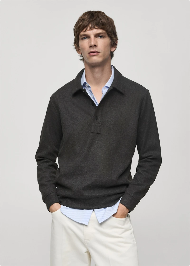 Regular fit sweatshirt-fabric polo shirt