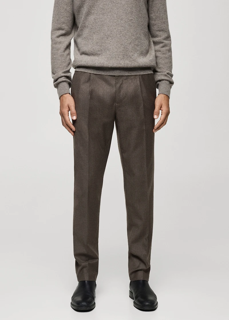 100% Italian virgin wool flannel suit pants