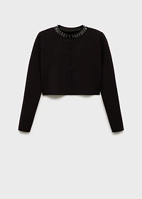 Cardigan with rhinestone collar