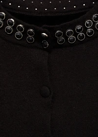 Cardigan with rhinestone collar