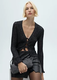 Lurex cardigan with bows