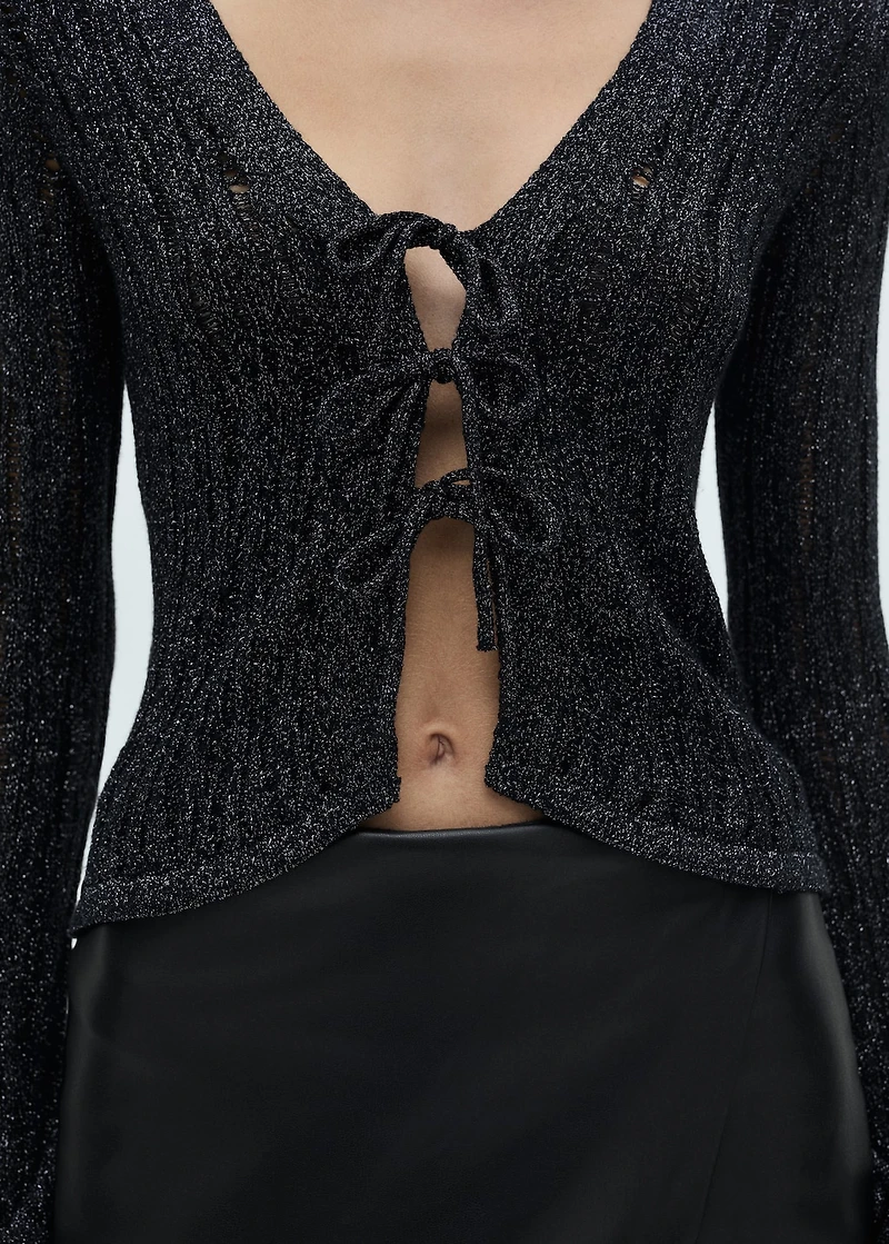 Lurex cardigan with bows