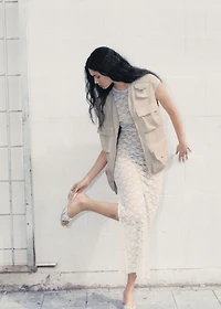 Metallic wedge sandal with buckle detail