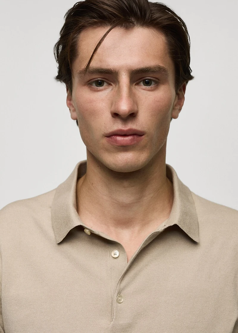 Fine-knit polo shirt