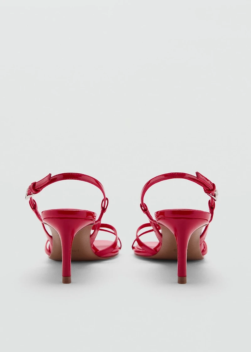 Heeled sandals with strap and buckle