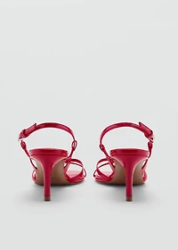 Heeled sandals with strap and buckle