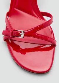 Heeled sandals with strap and buckle
