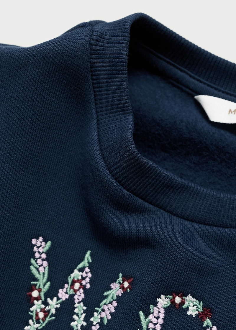Embroidered detail cotton sweatshirt