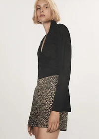 Leopard-print straight shorts