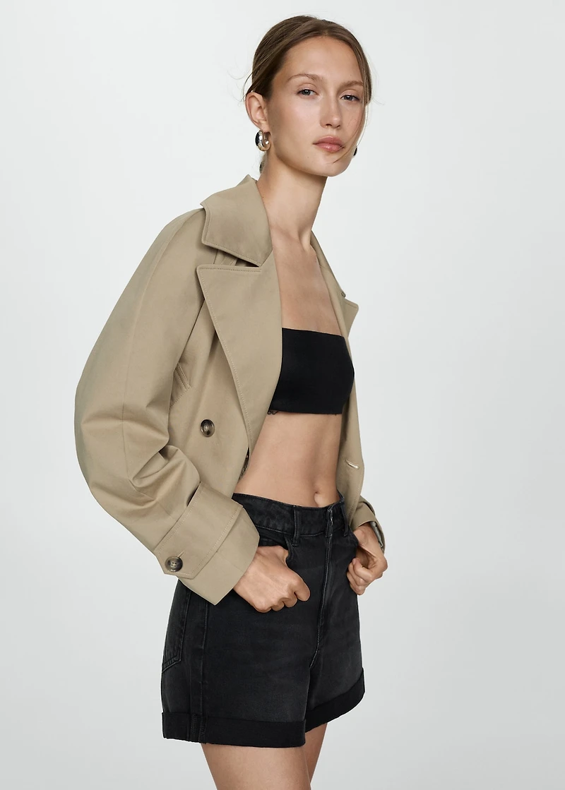 High-waisted mom-fit denim shorts