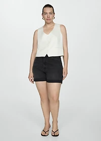 High-waisted mom-fit denim shorts