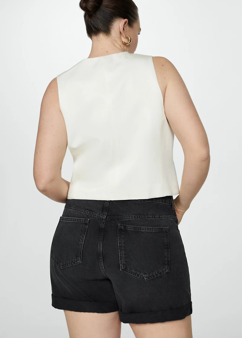 High-waisted mom-fit denim shorts