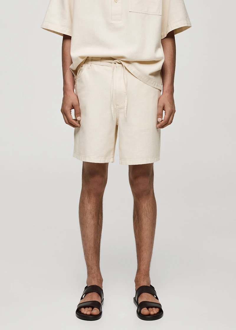 Cotton shorts with drawstring