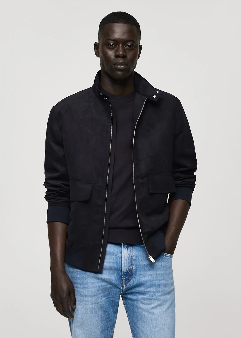 Suede-effect jacket with zip