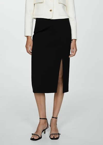 Pencil skirt with Rome-knit opening