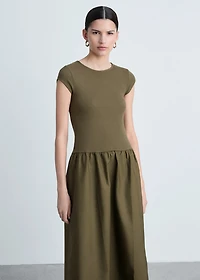 Flared dress combined fabric