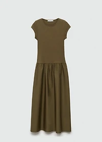 Flared dress combined fabric