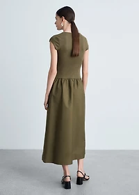 Flared dress combined fabric