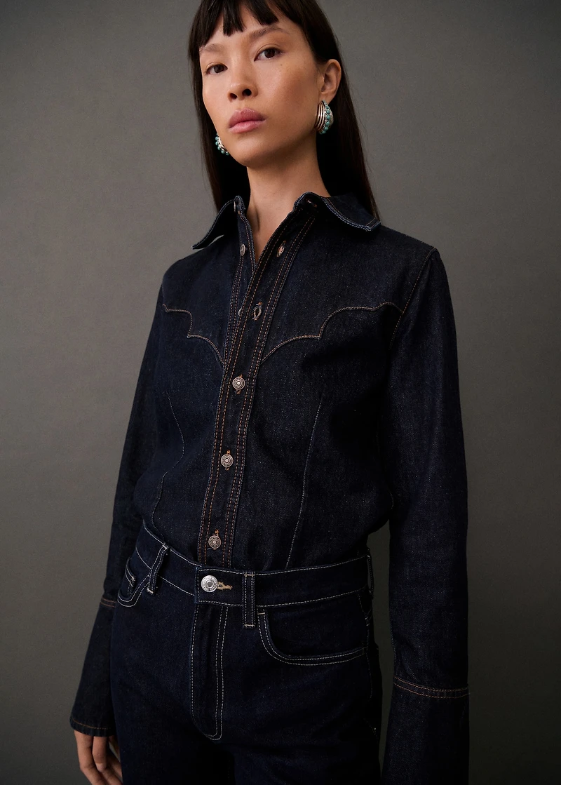 Denim shirt with seams