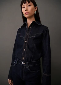 Denim shirt with seams