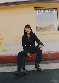 Denim shirt with seams