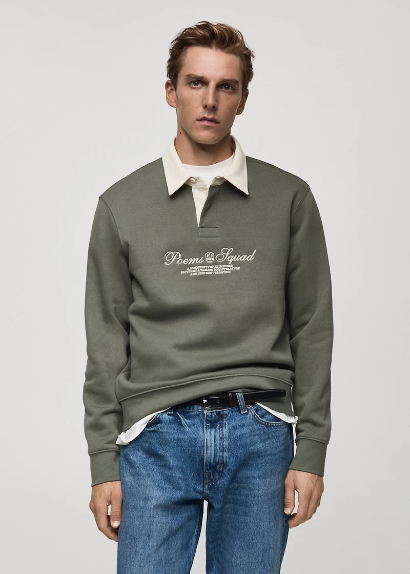 Polo sweatshirt with front text