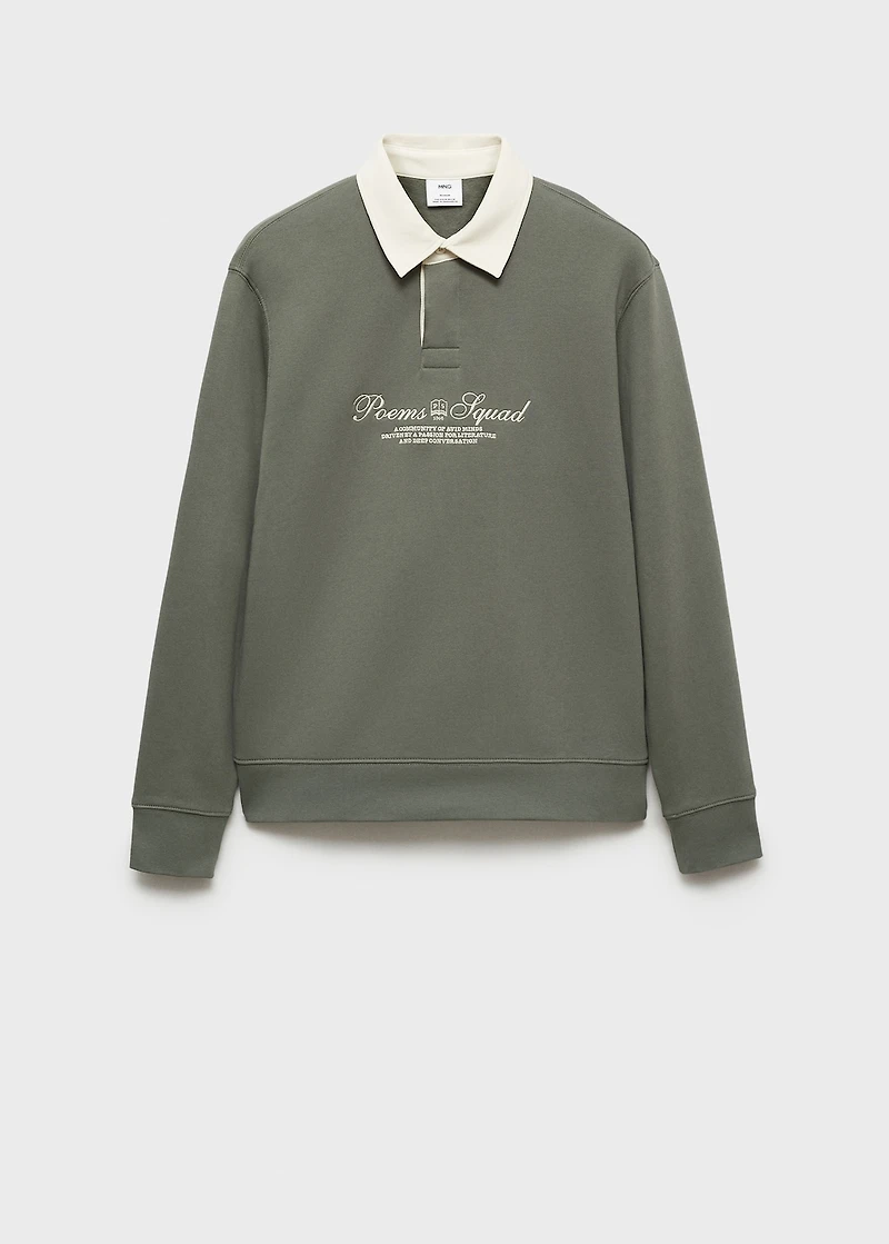 Polo sweatshirt with front text