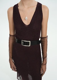Lurex knit dress with lace accents