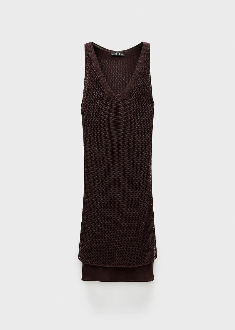 Lurex knit dress with lace accents