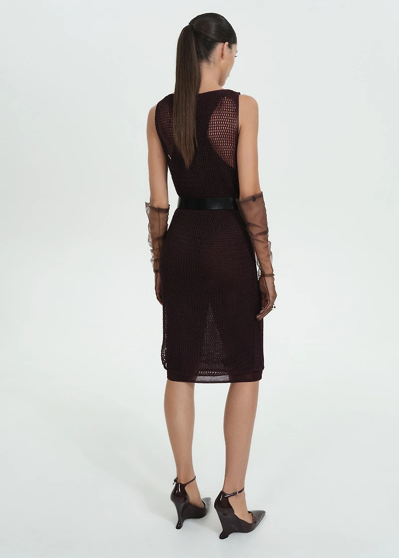 Lurex knit dress with lace accents