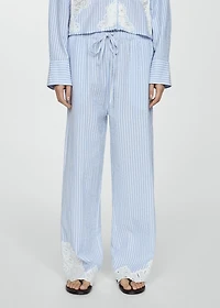 Embroidered striped pants