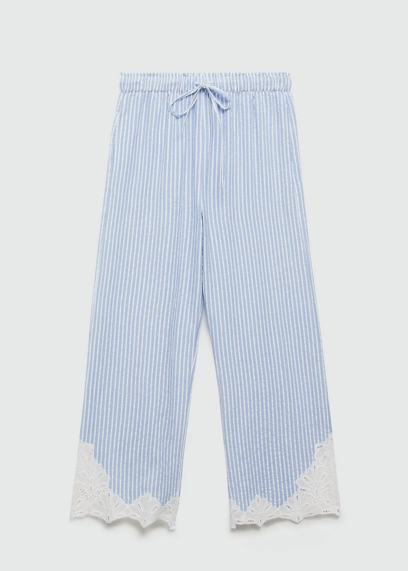 Embroidered striped pants