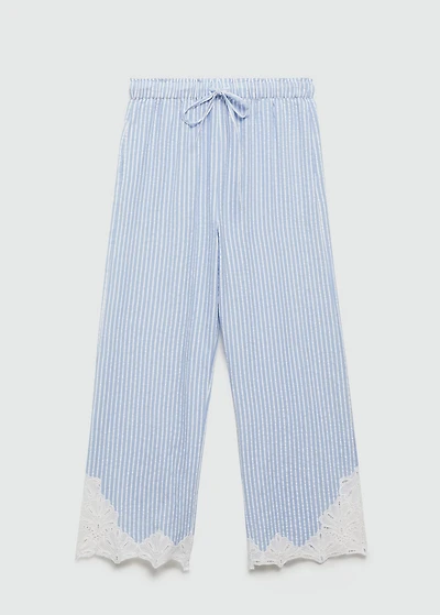 Embroidered striped pants