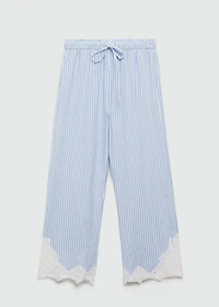 Embroidered striped pants