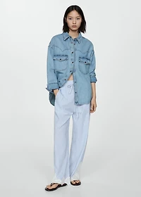 Embroidered striped pants