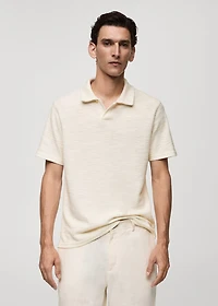 Regular-fit textured knitted polo shirt