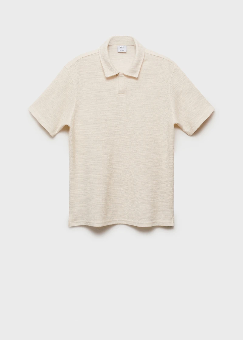 Regular-fit textured knitted polo shirt