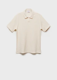Regular-fit textured knitted polo shirt