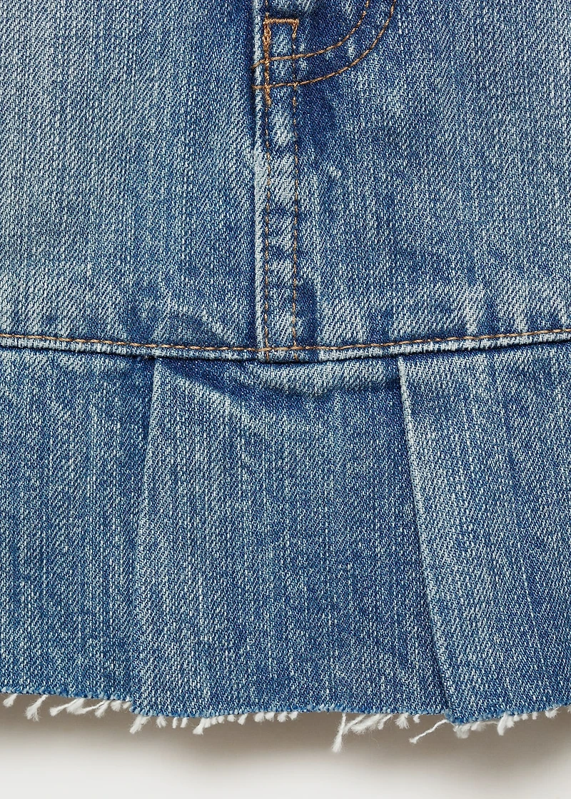 Pleated denim mini-skirt