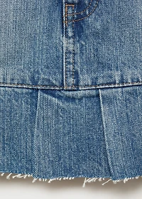 Pleated denim mini-skirt