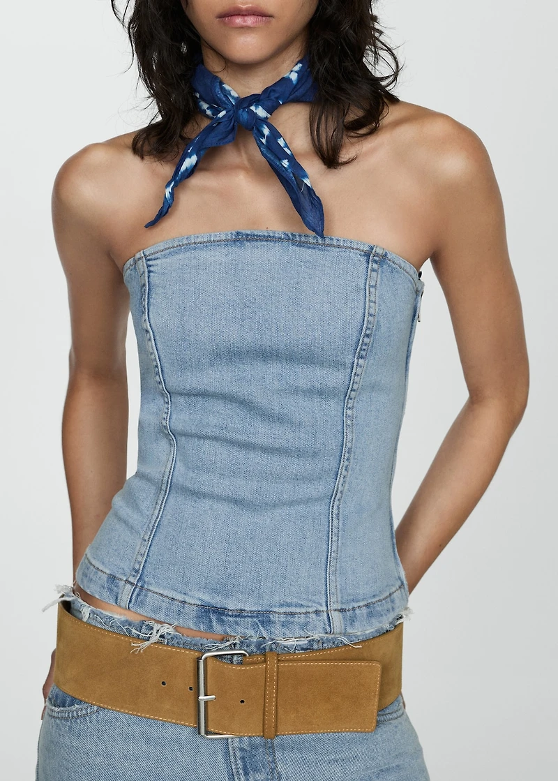 Denim strapless top