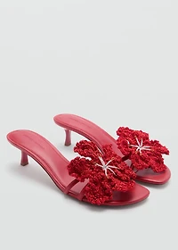 Leather sandals with flower heel