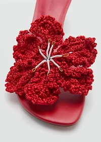 Leather sandals with flower heel