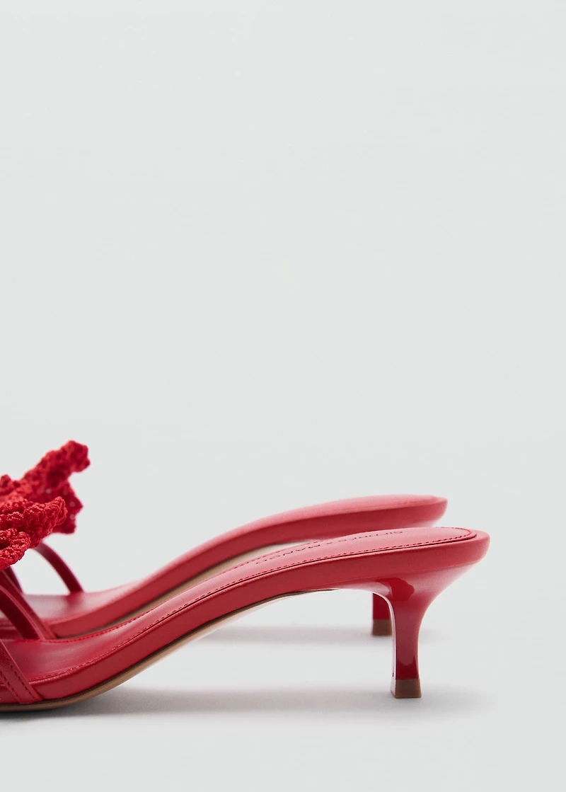 Leather sandals with flower heel