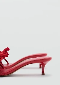 Leather sandals with flower heel