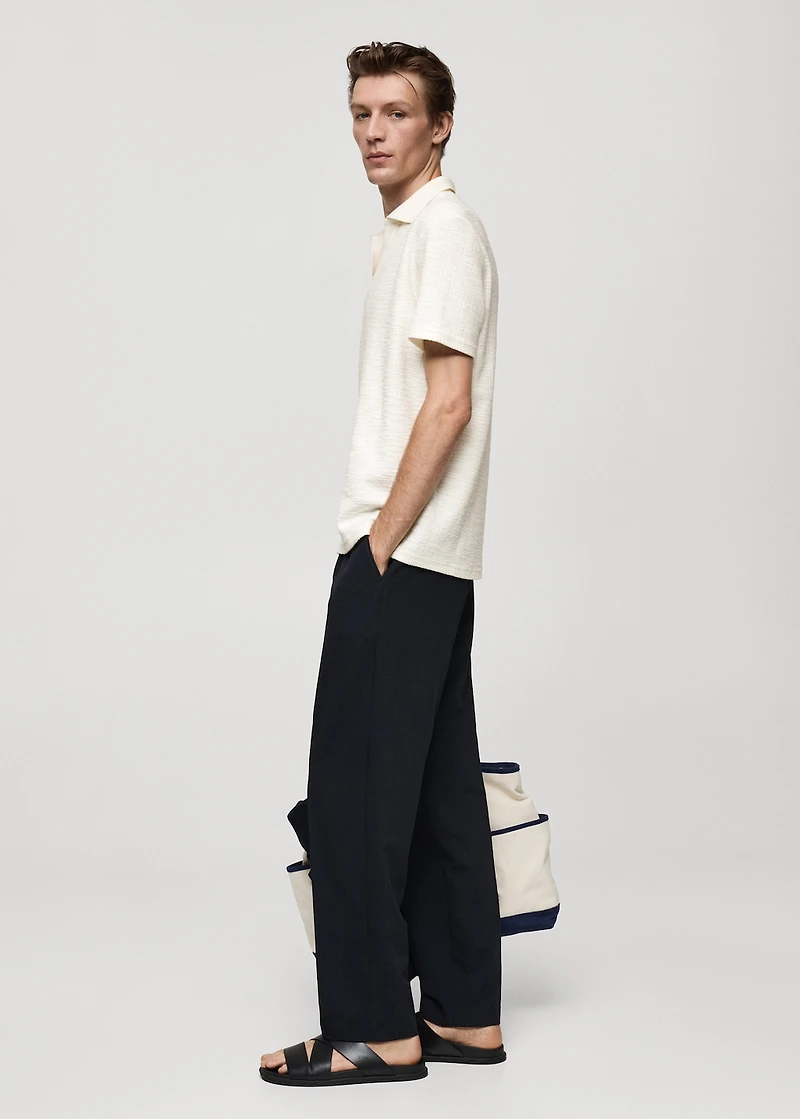 Patterned cotton polo shirt