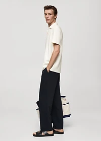 Patterned cotton polo shirt