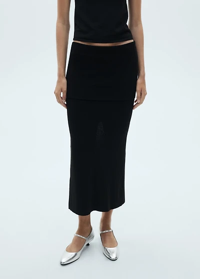 Ribbed midi skirt