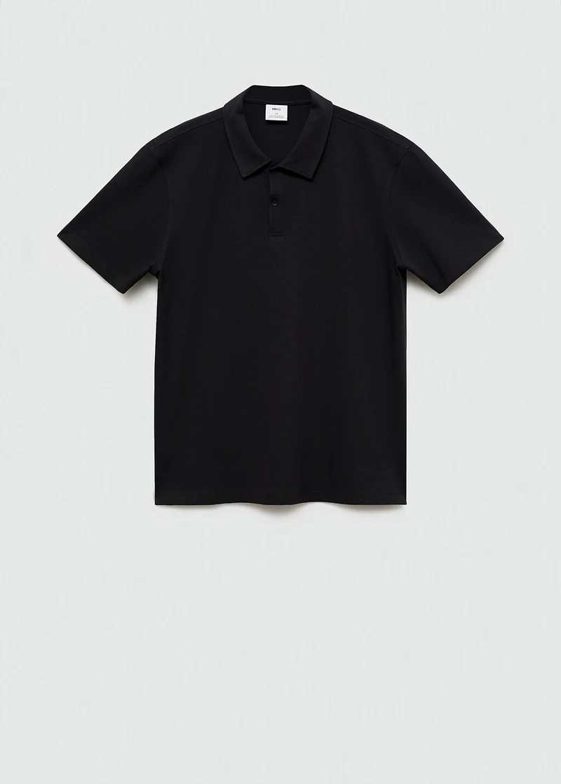 Slim-fit cotton piqué textured polo shirt